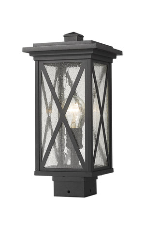 Brookside 1 Light Outdoor Post Mount Fixture in Black Finish