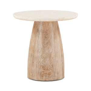 Palm Springs 48" Round Side Table, Mod Base, White Marble