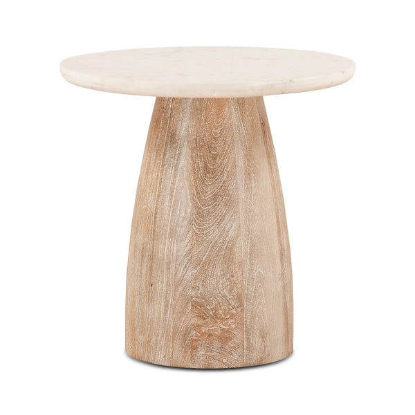 Palm Springs 48" Round Side Table, Mod Base, White Marble