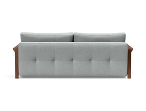 RAN D.E.L. SOFA BED in MELANGE LIGHT GREY FABRIC WITH Dark wood LEGS 538