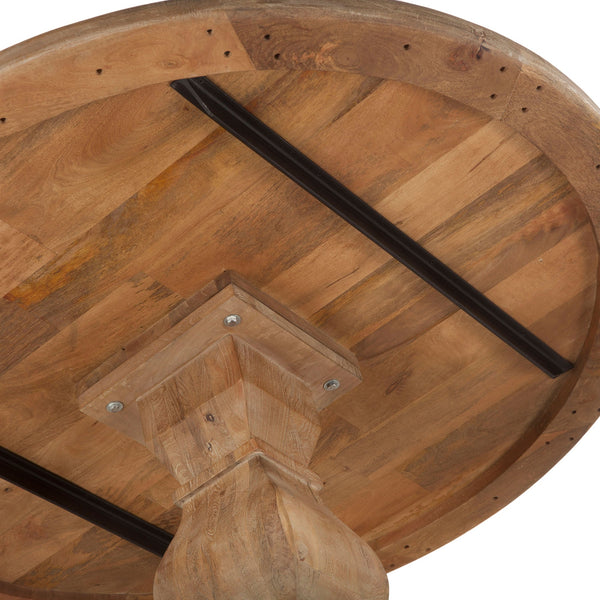 San Rafael 54-Inch Round Mango Wood Dining Table in Antique Oak Finish