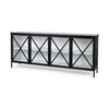 Aurelia 79.0L x 16.0W x 33.0H Black and White Metal Four Door Glass Cabinet