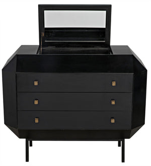 Rhiana Mahogany Dresser with Brass Pulls in Hand-Rubbed Black Finish