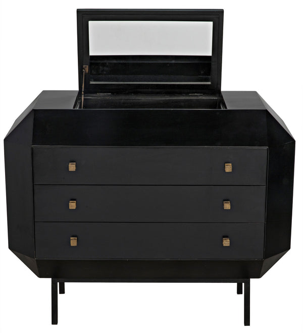 Rhiana Mahogany Dresser with Brass Pulls in Hand-Rubbed Black Finish