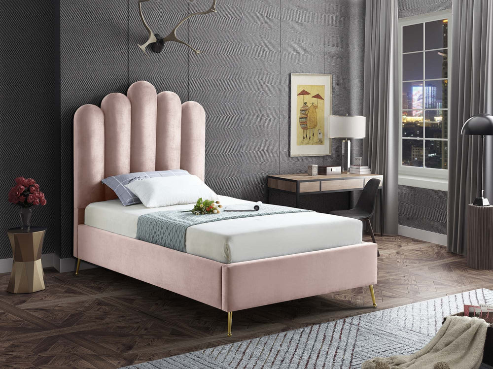 Anita Twin Bed In Pink Velvet