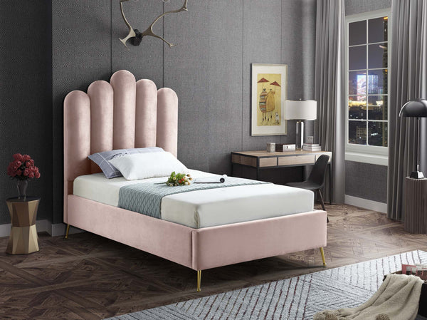 Anita Twin Bed In Pink Velvet