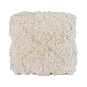 Classic Home Luma Artisan-Inspired Pouf - Ivory