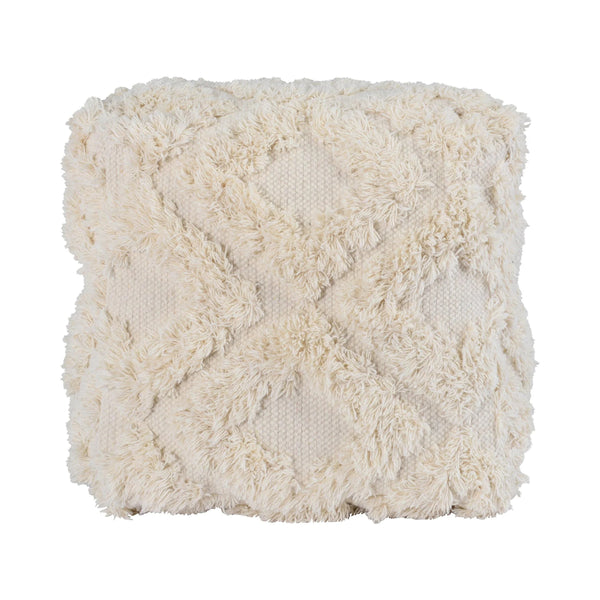 Classic Home Luma Artisan-Inspired Pouf - Ivory