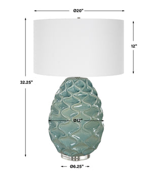 Laced Up Sea Foam Glass Table Lamp