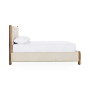 Bennington Upholstered Bed with Ash Wood Accents - Queen