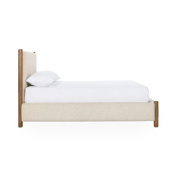 Bennington Upholstered Bed with Ash Wood Accents - Queen