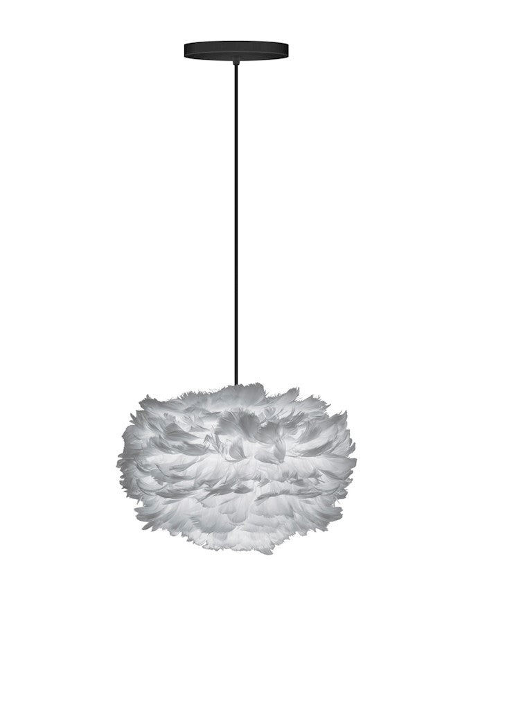 Eos Mini Hardwired Pendant in Grey with Black Cord