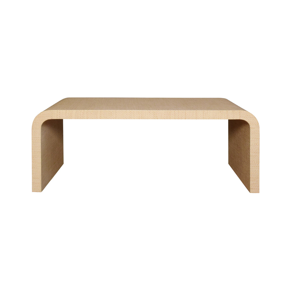 WATERFALL EDGE COFFEE TABLE IN NATURAL GRASSCLOTH