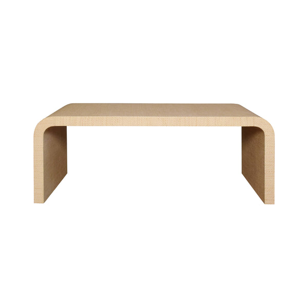 WATERFALL EDGE COFFEE TABLE IN NATURAL GRASSCLOTH
