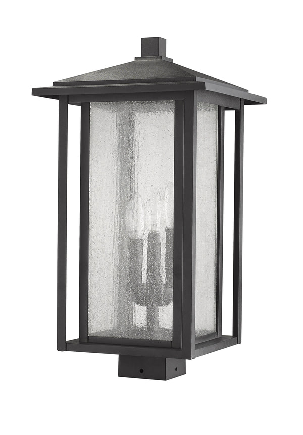 Aspen 3 Light Outdoor Post Mount Fixture in Black Finish