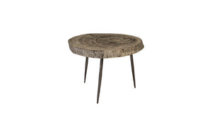 Crosscut Side Table Grey Stone Color, Forged Legs