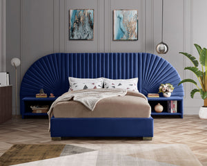 Diana King Bed In Navy Velvet