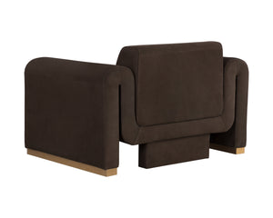 ROMER ARMCHAIR - BRUSHED GOLD - NUBUCK COCOA LEATHER
