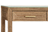 THREE DRAWER CONSOLE WITH SATIN BRASS HARDWARE AND FOOT CAPS IN WRAPPED ROPE