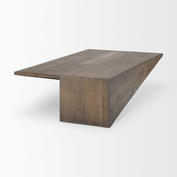 West 55L x 32W x 14H Medium Brown Wooden Angled Coffee Table