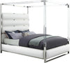 Renee King Bed In White Faux Leather