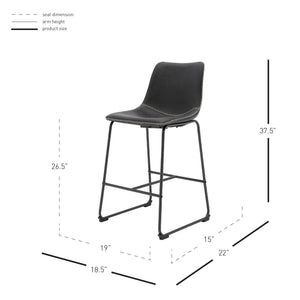 Vesta Counter Stool In Vintage Black (Set of 2)