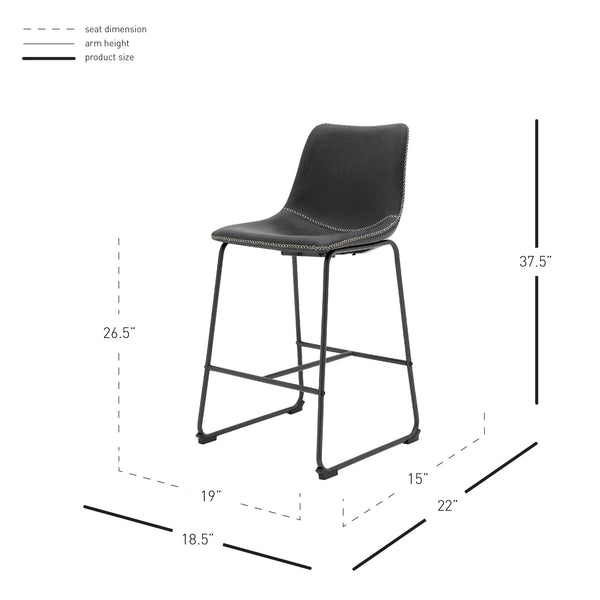 Vesta Counter Stool In Vintage Black (Set of 2)