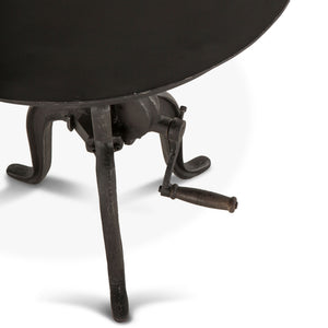 Industrial Loft 24-Inch Adjustable Crank Iron Side Table with Matte Black Finish