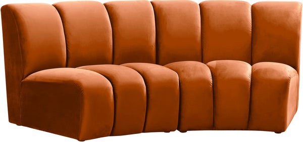 Lynda 2pc. Modular Sectional In Cognac Velvet