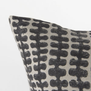 Miriam 18L x 18W Beige and Black Fabric Patterned Decorative Pillow Cover