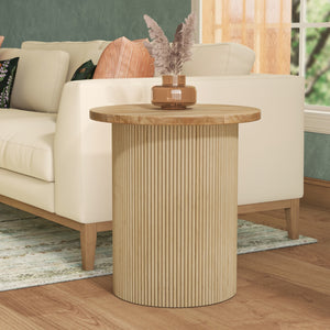 Kiefer Rattan Side/End Table w/ Wood Top, Natural