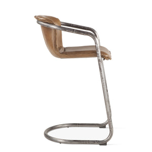Portofino Distressed Chestnut Leather Bar Chair