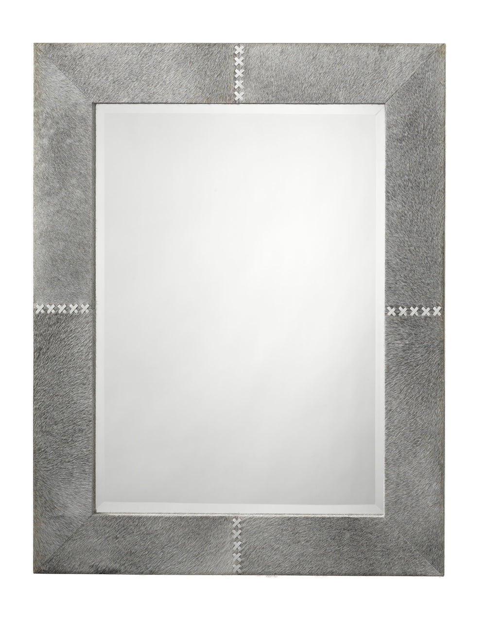 Cross Stitch Rectangle Hide Wall Mirror, Grey