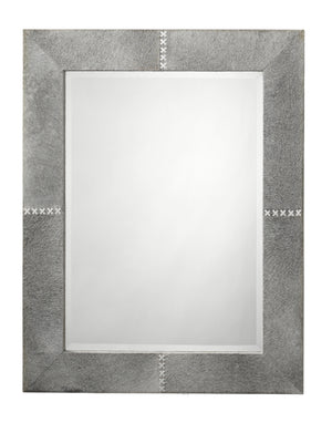 Cross Stitch Rectangle Hide Wall Mirror, Grey