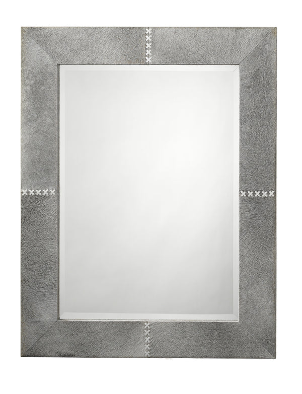 Cross Stitch Rectangle Hide Wall Mirror, Grey