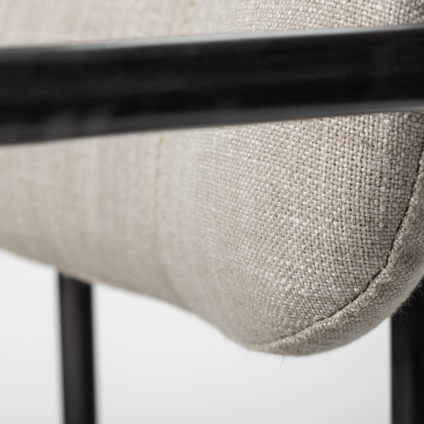 Parker I Beige Fabric Seat Gun Metal Gray Metal Frame Dining Chair