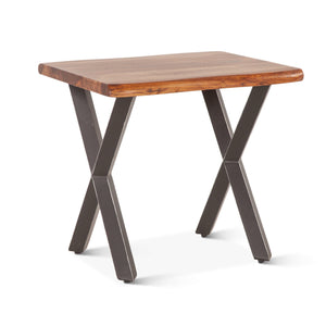 Brisbane 26" Sheesham Wood and Iron Side Table, Natural