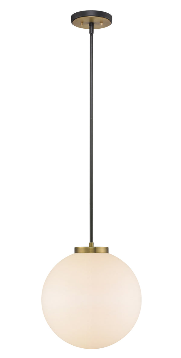 Parsons 1 Light Pendant in Matte Black + Olde Brass Finish