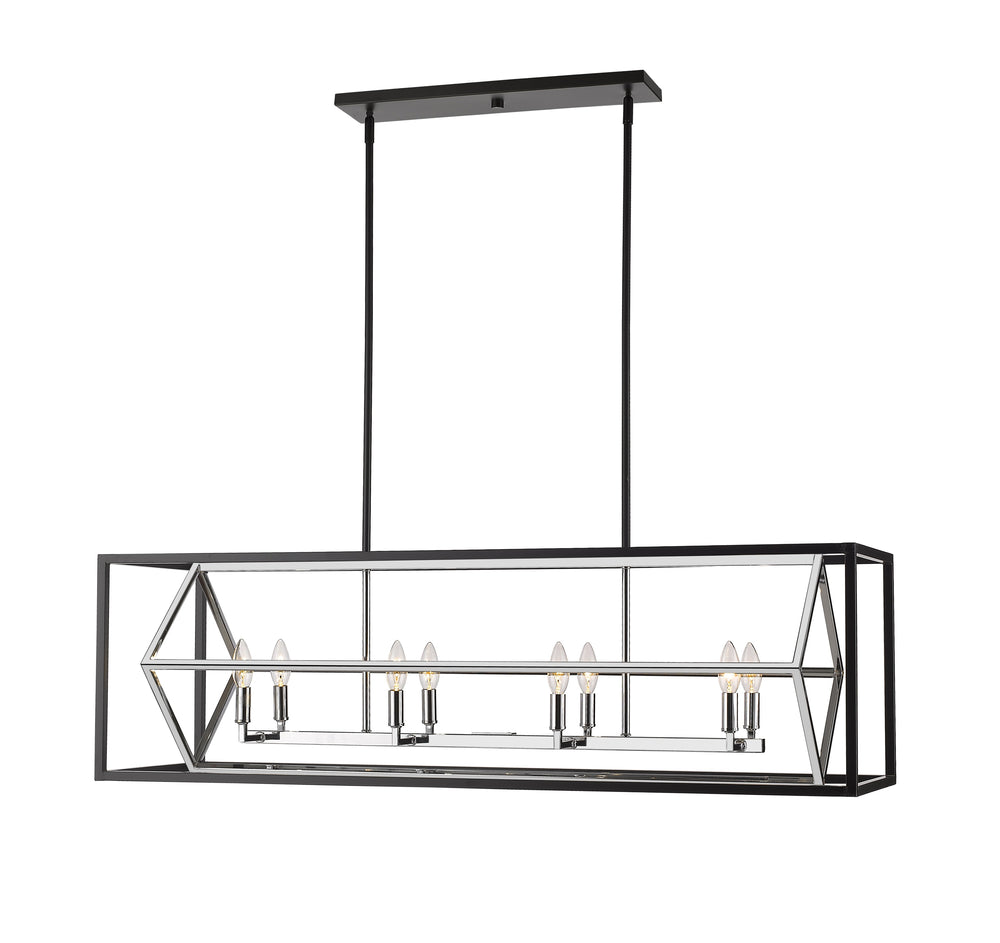 Euclid 8 Light Island/Billiard in Chrome + Matte Black Finish