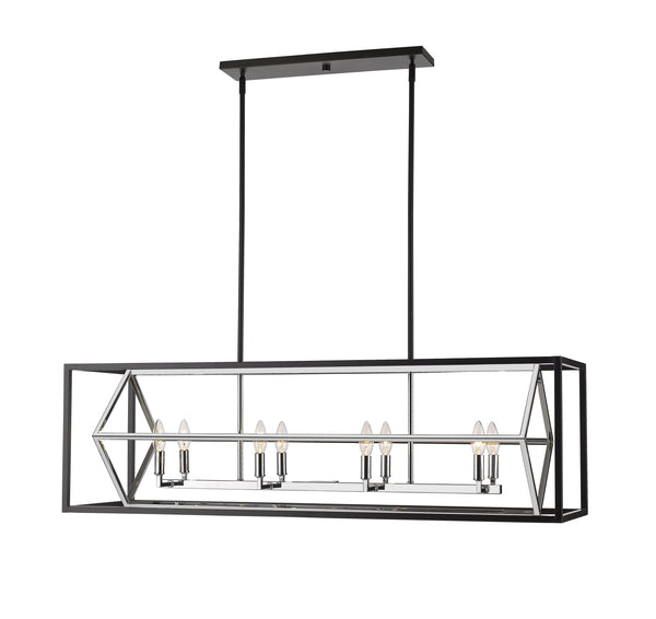 Euclid 8 Light Island/Billiard in Chrome + Matte Black Finish
