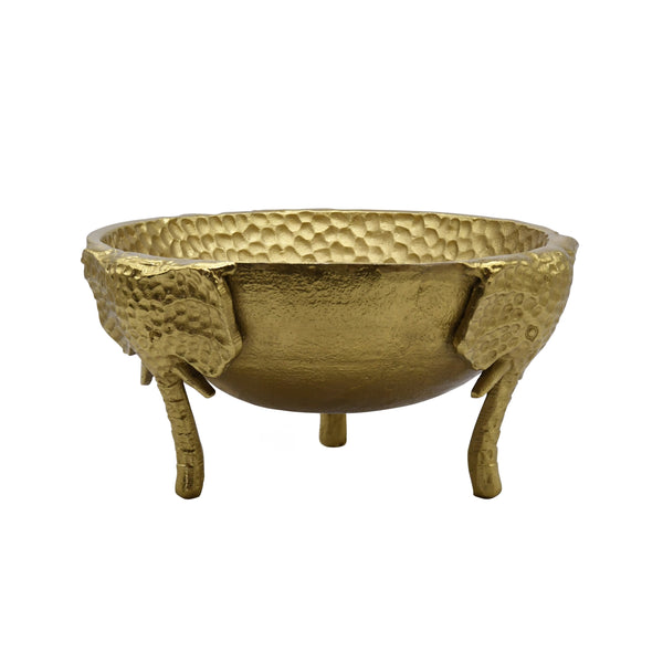 TEXTURED BRASS BOWL WITH ELEPHANT FEET DETAIL