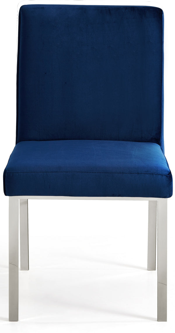 Sammy Dining Chair In Navy Velvet and Chrome