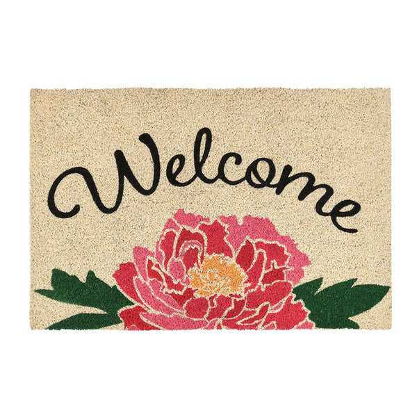 Peony Welcome Doormat 24x36 - Coconut Husk