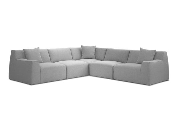 SCOOP Fabric Sectional in heather grey fabric 5pcs