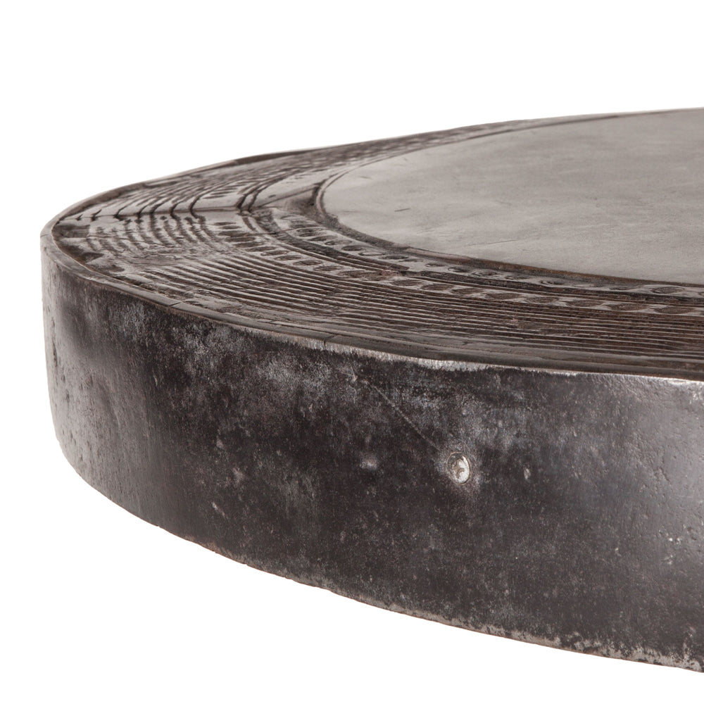 Steampunk 48-Inch Round Marble and Cast Iron Table