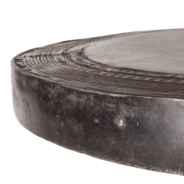 Steampunk 48-Inch Round Marble and Cast Iron Table