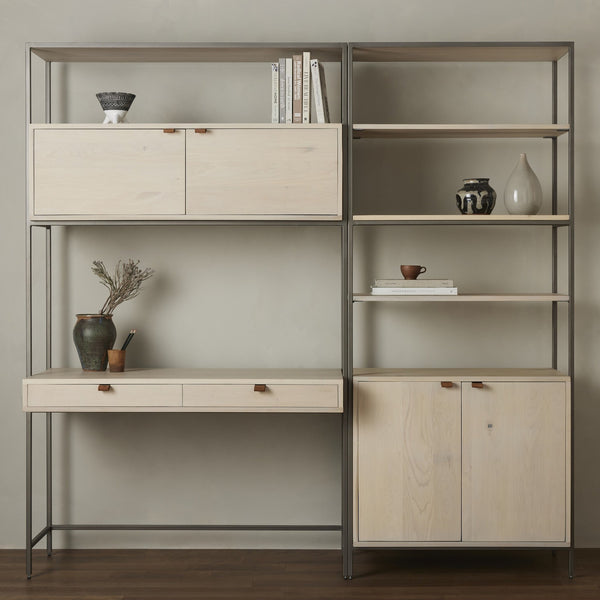 Trey Modular Wall Desk W/ 1 Bookcase - Dove Poplar