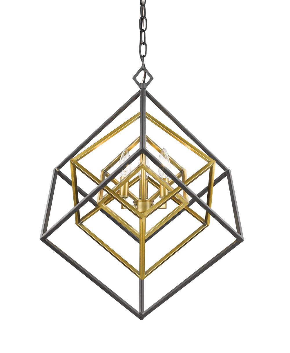 Euclid 3 Light Chandelier in Olde Brass + Bronze Finish