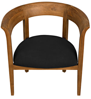 Webster Teak Club Chair with Satin Clear Coat and Black Cotton Cushion