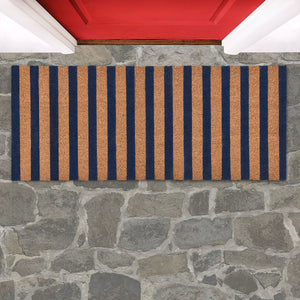 Striped Doormat 24x57 - Eco-Friendly Coconut Fiber, Navy/Natural
